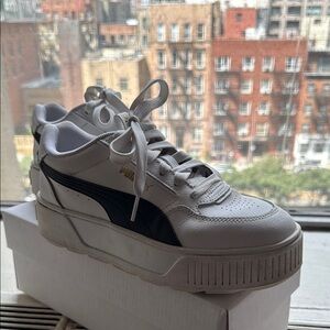 Puma White and Black Platform Sneakers